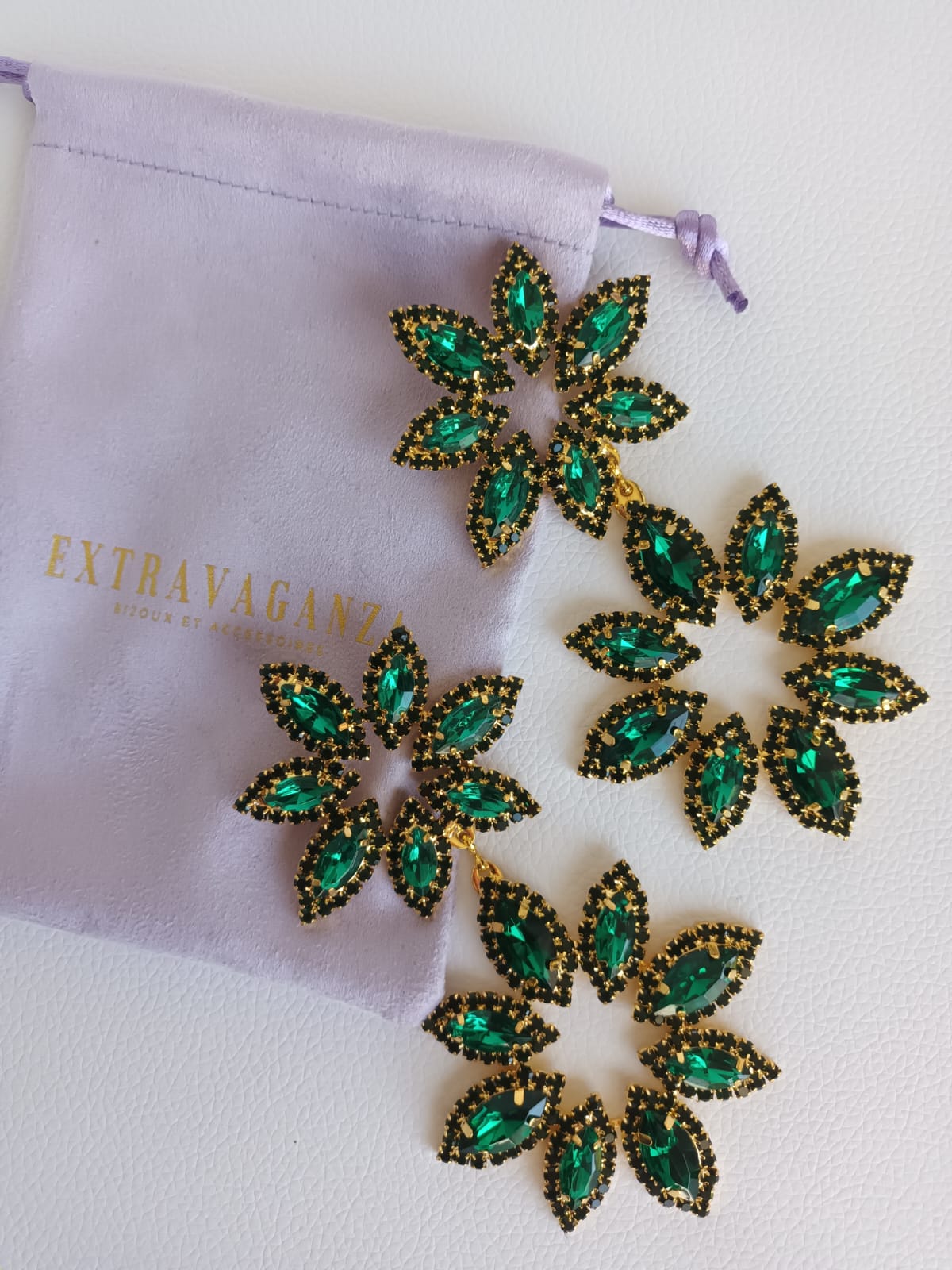 BOUCLES D'OREILLES FLOWER VERT