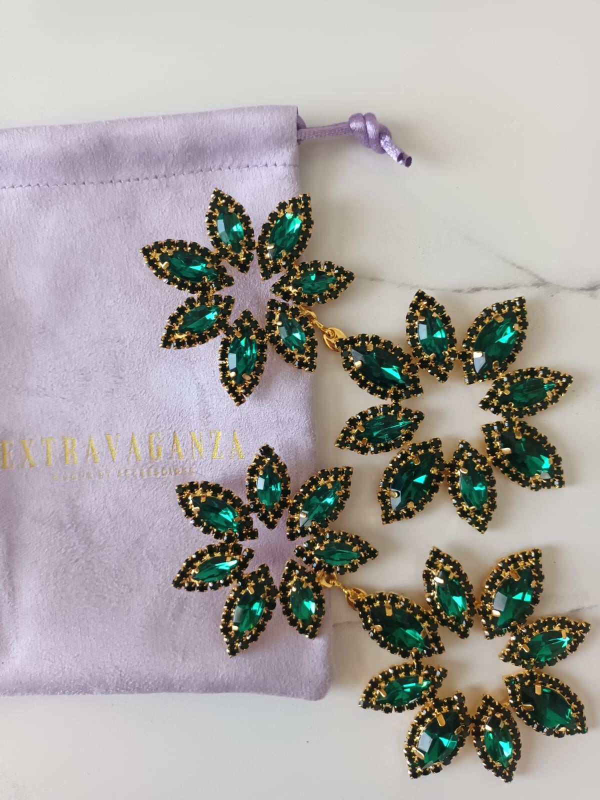 BOUCLES D'OREILLES FLOWER VERT