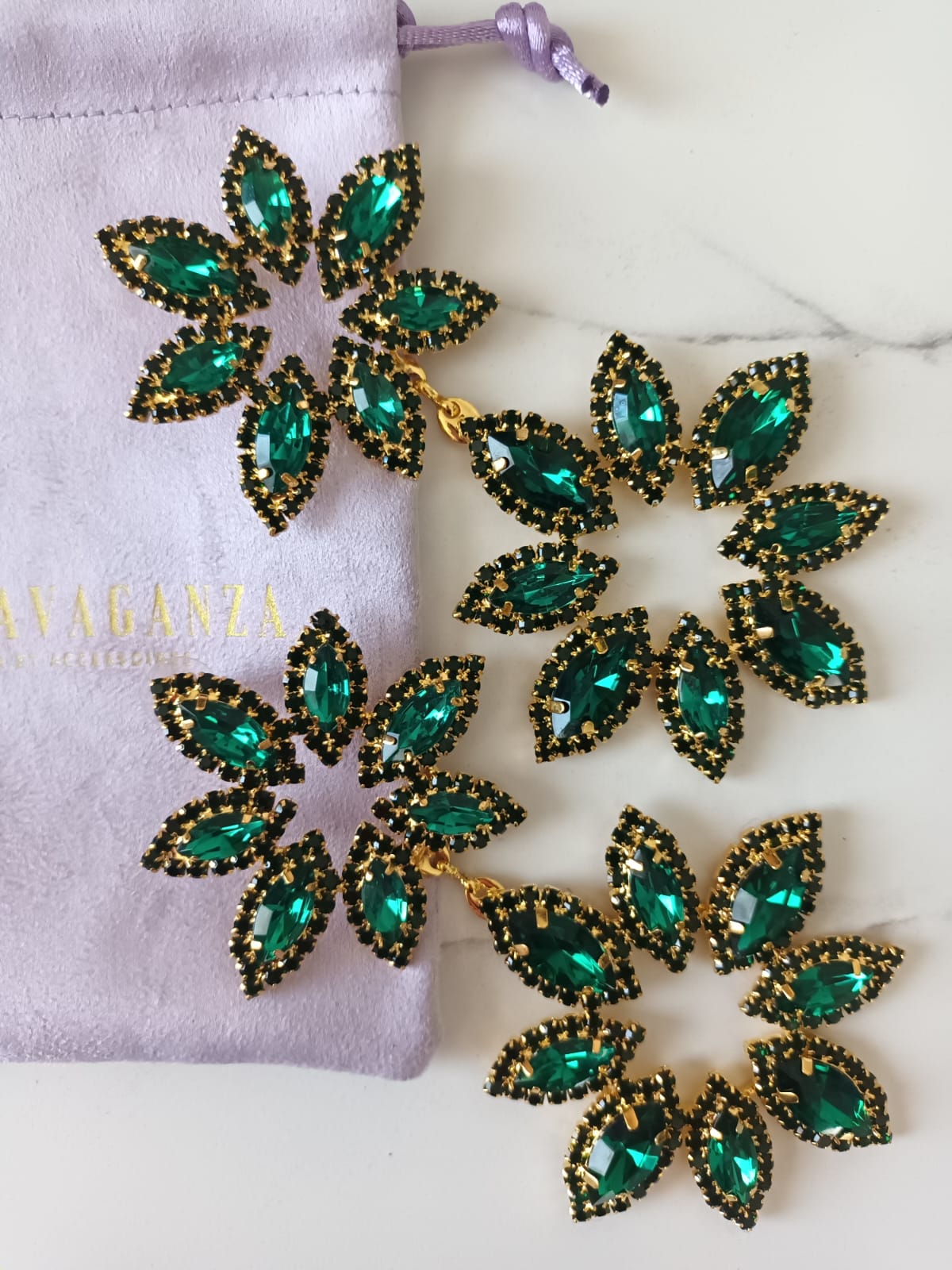 BOUCLES D'OREILLES FLOWER VERT