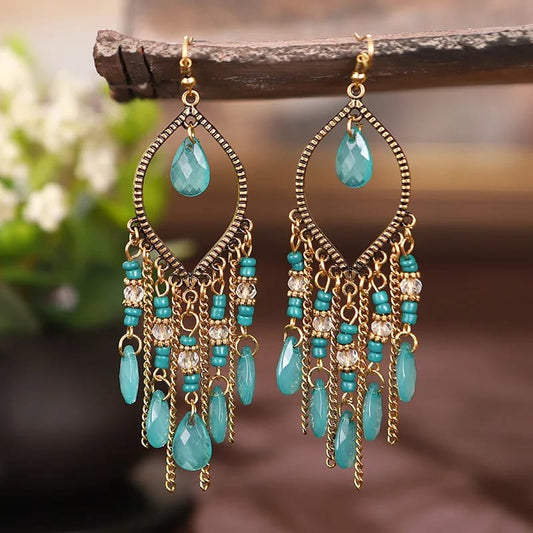 BOUCLES DOREILLES BOHEME BLEU